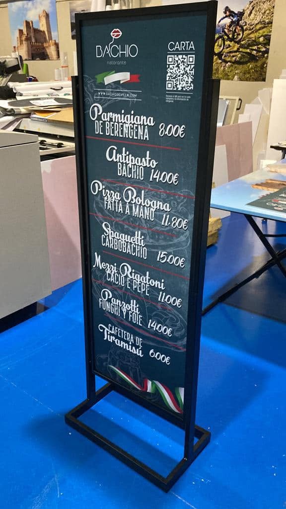 Cartel de carta para restaurante Bachio